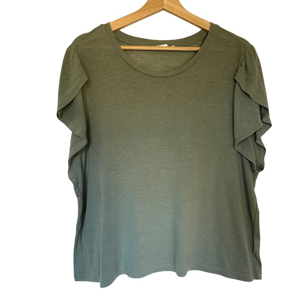 GAP flutter sleeve t-shirt sage green women's size XXL casual top summery light